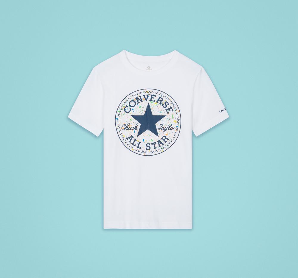 Camiseta Converse Chuck Taylor Patch Splatter Print Fill Criança Branco 368072ARK